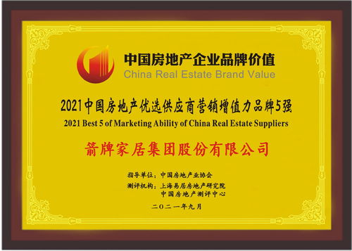 新浪地產(chǎn) 箭牌家居榮獲2021 中國房地產(chǎn)優(yōu)選供應(yīng)商營銷增值力品牌